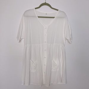 White Babydoll Swing Dress with Pockets